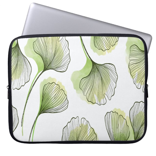 Housse Pour Ordinateur Portable Pétales verts (Devant)