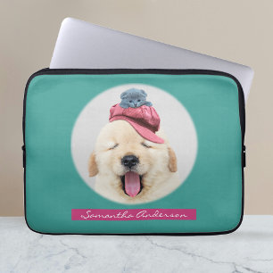 Housse Pour Ordinateur Portable Petit Chien à la luffre avec chat, Nom