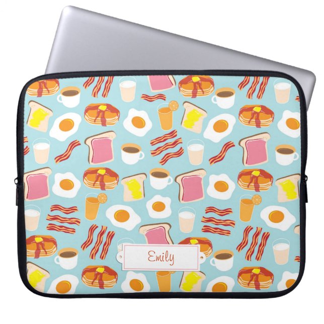 Housse Pour Ordinateur Portable Petit déjeuner amusant Illustrations alimentaires  (Devant)