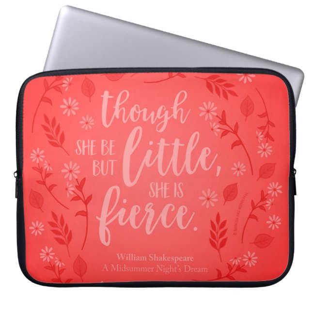 Housse Pour Ordinateur Portable Petit Mais Fierce William Shakespeare Rouge Floral (Devant)