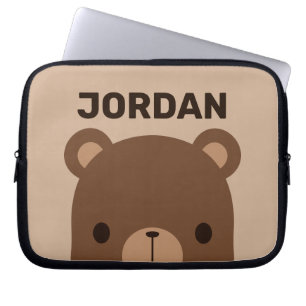 Housse Pour Ordinateur Portable Petit ours Brown mignon avec nom personnalisé