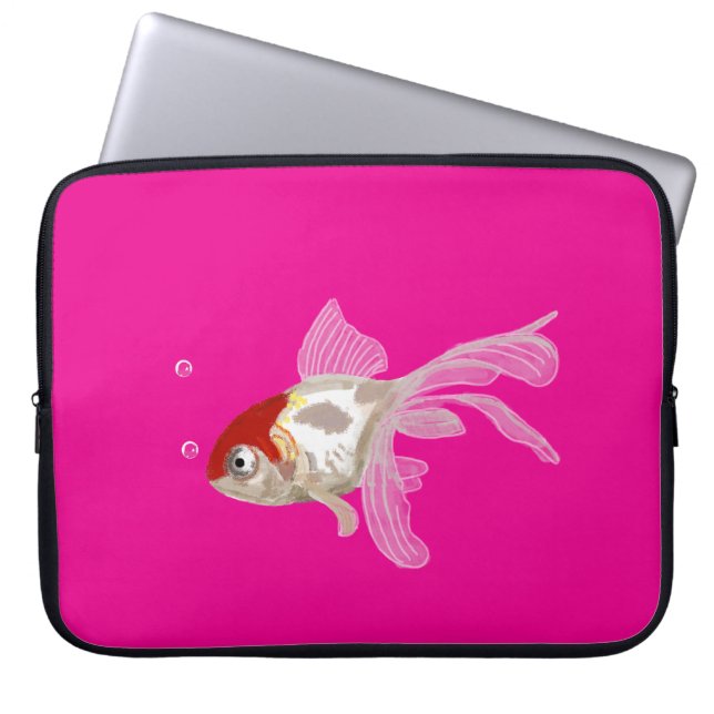 Housse Pour Ordinateur Portable Petit poisson rouge sur fond transparent (Devant)