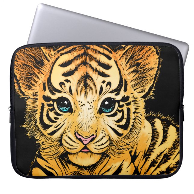 HOUSSE POUR ORDINATEUR PORTABLE PETIT TIGER (Devant)