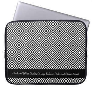 Housse Pour Ordinateur Portable Petite Entreprise Marque Ligne d'Appel Noir Blanc