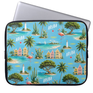 Housse Pour Ordinateur Portable Phare de l'île caraïbe d'Aruba voyage souvenir