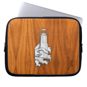 Housse Pour Ordinateur Portable Phare de style Chrome sur bois de teck