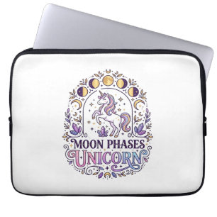 Housse Pour Ordinateur Portable Phases de Lune Licorne sur Fond Blanc T-Shirt Lico