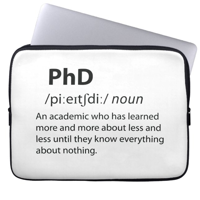 Housse Pour Ordinateur Portable PhD Drôle Dictionnaire Définition (Devant)