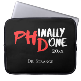 Housse Pour Ordinateur Portable Phinally done - Black PHD Graduation Quote Design