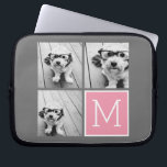 Housse Pour Ordinateur Portable Photo Collage Instagram tendance Monogramme person<br><div class="desc">Moderne Pastel Rose et Grey - Utilisez 3 photos carrés pour créer un cadeau unique et personnel. Ou vous pouvez garder le chiot hipster et faire un gardien branché. Si vous avez besoin d'ajuster les images,  cliquez sur l'outil personnaliser pour apporter des modifications.</div>