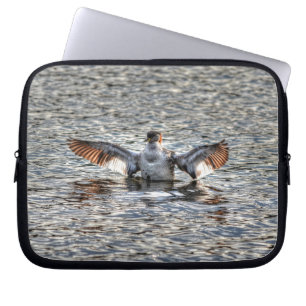 Housse Pour Ordinateur Portable Photo de la faune de Grebe et lac à cou rouge