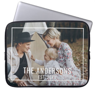 Housse Pour Ordinateur Portable Photo personnalisée avec nom de famille et année d