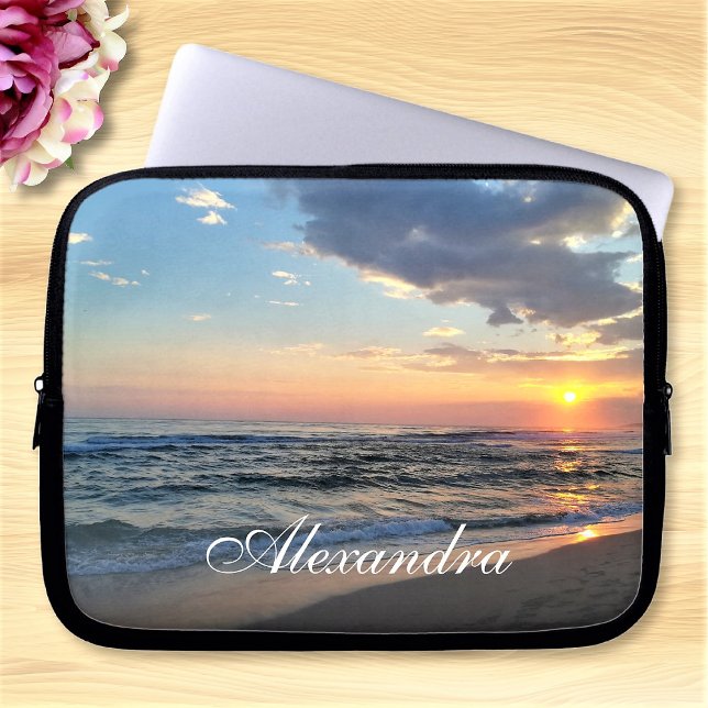 Housse Pour Ordinateur Portable Photo Personnalisée Et Nom Élégant Personnalisé (Créateur téléchargé)