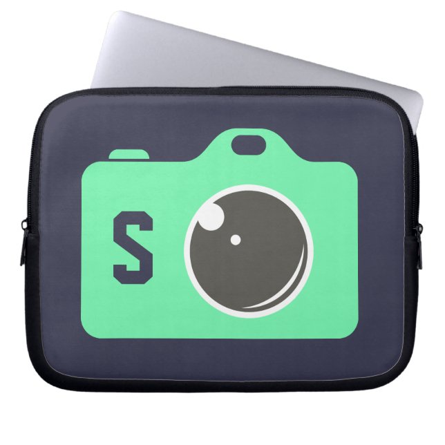 Housse Pour Ordinateur Portable Photo Pop Art Green Monogramme bleu (Devant)