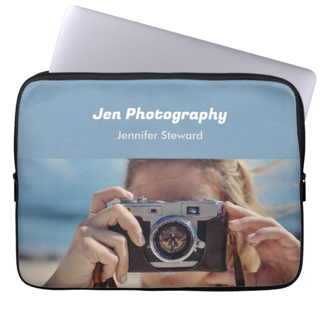 Housse Pour Ordinateur Portable Photographe bleu sur mesure (Devant)