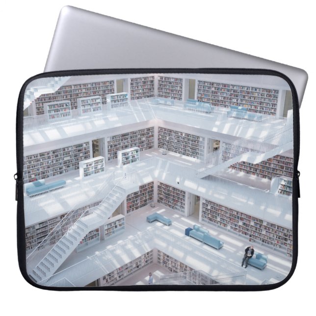 HOUSSE POUR ORDINATEUR PORTABLE PHOTOGRAPHIE DE BIBLIOTHÈQUE DE HAUTE AUGMENTATION (Devant)