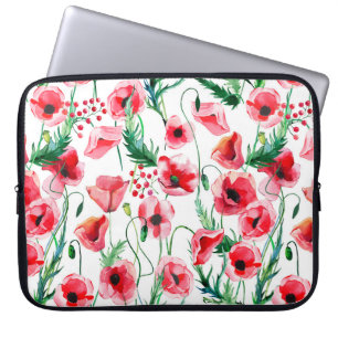 Housse Pour Ordinateur Portable Photos rouges : aquarelle illustration florale