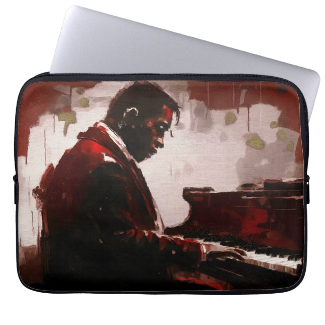 Housse Pour Ordinateur Portable Pianiste de bar nocturne (Devant)