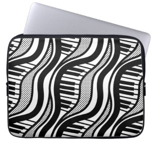 Housse Pour Ordinateur Portable Piano Music Noir & Blanc Polka Dot Portable