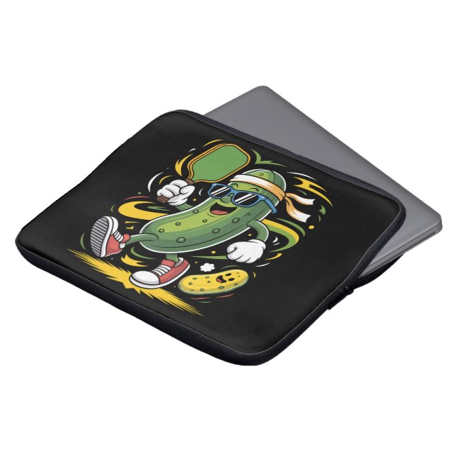 Housse Pour Ordinateur Portable Pickle Jouant au Pickleball (Devant haut)