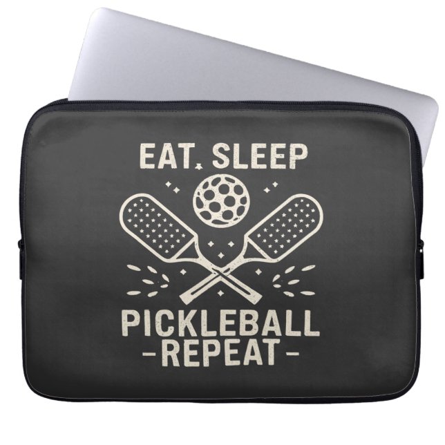 Housse Pour Ordinateur Portable Pickleball Routine : Manger Pickleball Sleep Répét (Devant)