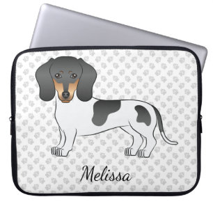 Housse Pour Ordinateur Portable Piebald Noir Et Tan Cheveux Courte Dachshund Et Te