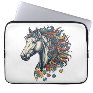 Housse Pour Ordinateur Portable Pièce de puzzle de cheval coloré T-Shirt gravure v