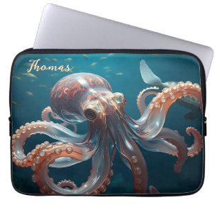 Housse Pour Ordinateur Portable Pieuvre en forme de verre dans la mer profonde