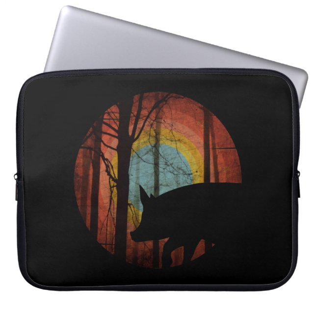 HOUSSE POUR ORDINATEUR PORTABLE PIG IN THE WOODS FOREST (Devant)