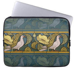 Housse Pour Ordinateur Portable Pigeon Bleu Poisson Jaune Art Nouveau