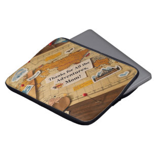 Housse Pour Ordinateur Portable Piges et points de repère de la carte mondiale