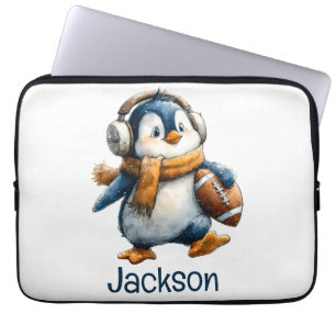 Housse Pour Ordinateur Portable Pingouin de football d'hiver personnalisé pour enf