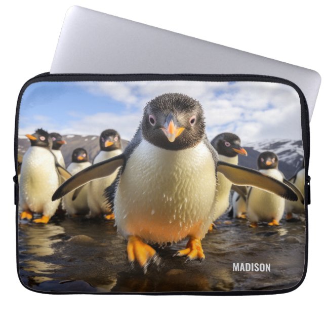 Housse Pour Ordinateur Portable Pingouins Cool de nom personnalisé (Devant)