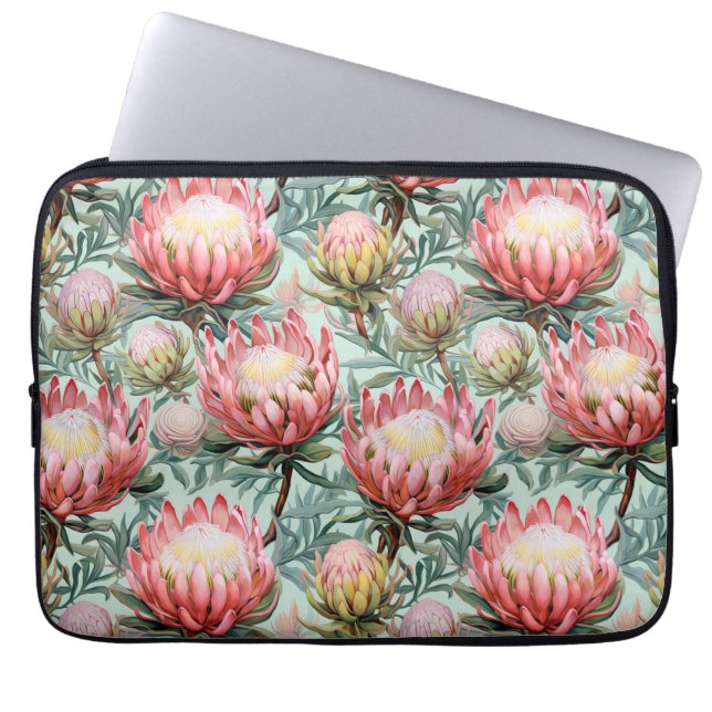Housse Pour Ordinateur Portable Pink Aqua Protea Flowers Fynbos Design (Devant)