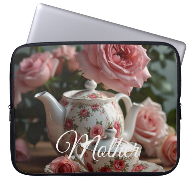 Housse Pour Ordinateur Portable Pink Cabbage Rose Tea  (Devant)
