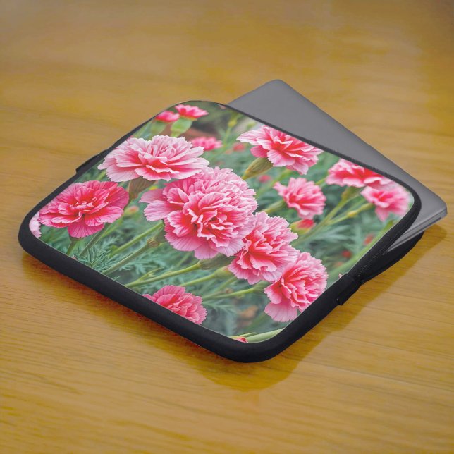 Housse Pour Ordinateur Portable Pink Carnations Laptop Sleeve (Laptop sleeve with pink carnations)