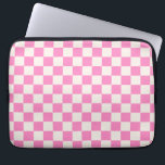 Housse Pour Ordinateur Portable Pink Check, Checkerboard Pattern, Checkered<br><div class="desc">Checkered Pattern – pink and cream white checkerboard.</div>