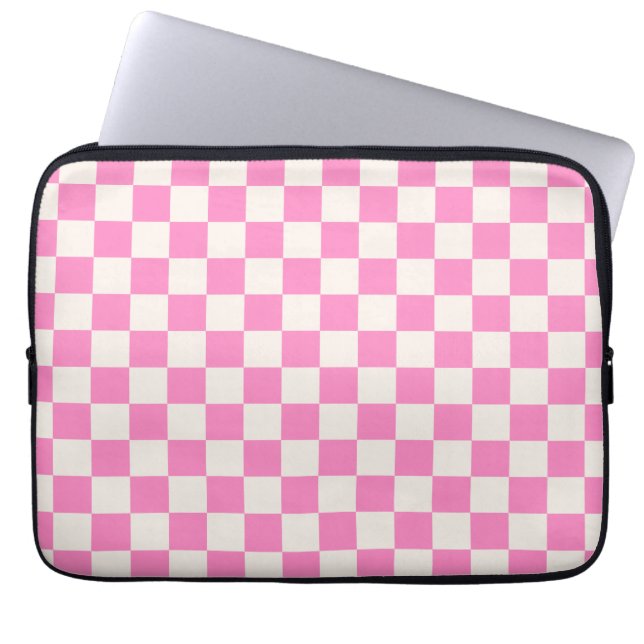 Housse Pour Ordinateur Portable Pink Check, Checkerboard Pattern, Checkered (Devant)