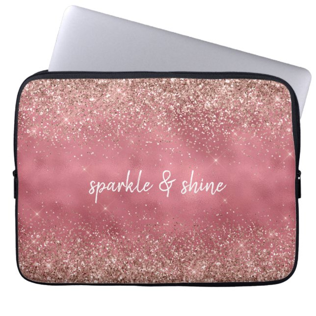 Housse Pour Ordinateur Portable Pink Glam Glitzy parties scintillant personnalisée (Devant)