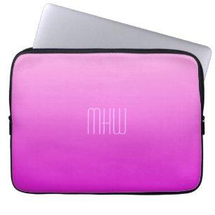 Housse Pour Ordinateur Portable Pink Gradient personnalisé monogramme de manches d