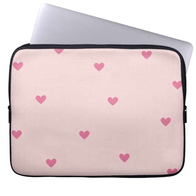 Housse Pour Ordinateur Portable Pink Hearts Seamless Pattern – Cute Valentine (Devant)