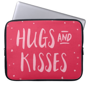 Housse Pour Ordinateur Portable Pink Hubs et Kisses   Coeurs   Saint Valentin