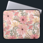 Housse Pour Ordinateur Portable Pink Sage Green Floral Leaves Watercolor Pattern<br><div class="desc">This elegant and feminine pattern is perfect for the stylish and trendy woman. It features hand-painted watercolor coral pink, medium pink, chestnut brown, golden yellow, and forest green flowers and leaves on top of a blush pink background. It's country, pretty, cute, unique, artsy, and modern; the perfect complement to your...</div>