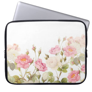 Housse Pour Ordinateur Portable Pink Sepia Vintage Roses Meadow Illustration
