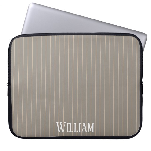 Housse Pour Ordinateur Portable Pinstripes beiges personnalisées (Devant)
