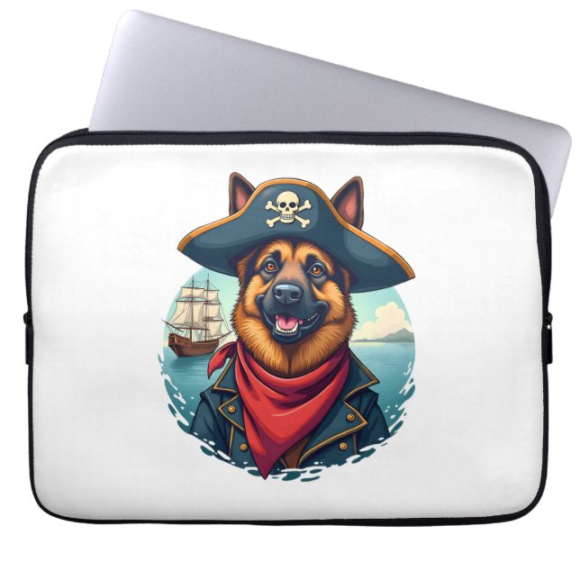 Housse Pour Ordinateur Portable Pirate de chien berger allemand (Devant)