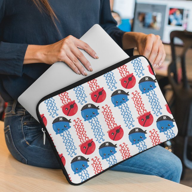 Housse Pour Ordinateur Portable Pirate Jellyfish, Motif de méduses, Sea Animaux (Créateur téléchargé)