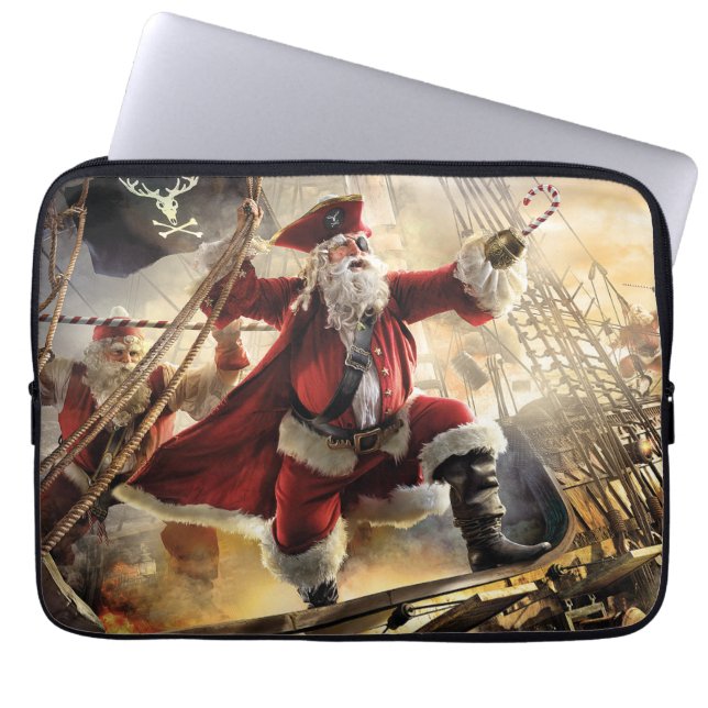 Housse Pour Ordinateur Portable Pirate Père Noël (Devant)