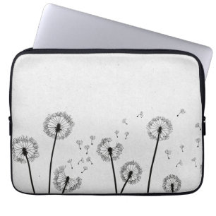 Housse Pour Ordinateur Portable Pissenlits Fleurs Pappus Spores Gris