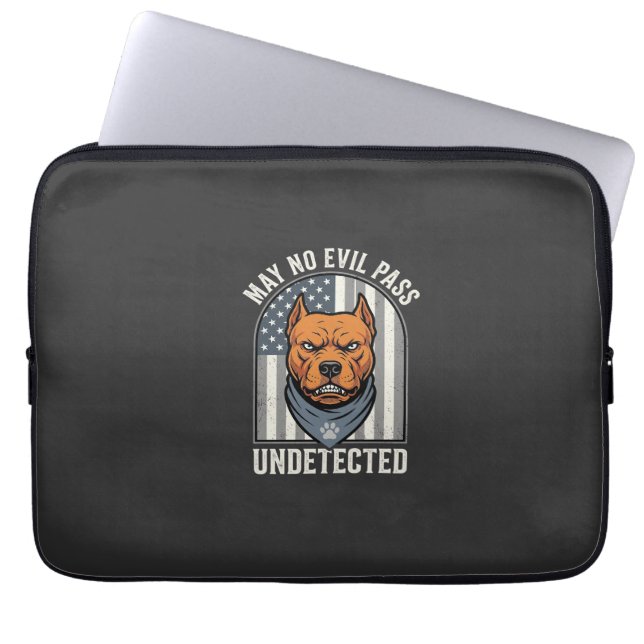 Housse Pour Ordinateur Portable Pitbull Patriotique Chien de Garde (Devant)